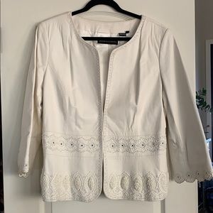 Dana Buchman Boutique leather embroidered jacket